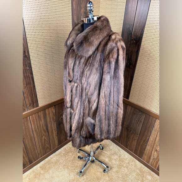 SAKS JANDEL ZANG TOI DESIGNER SILVERY RUSSIAN SABLE FUR COAT JACKET XL 12 - 14 - Picture 4 of 14